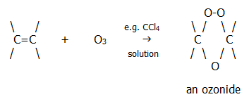 alkenes ozone ozoniode A-level organic chemistry revision chembook