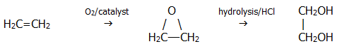 ethan-1,2-diol ethylene glycol manufacture A-level organic chemistry revision chembook